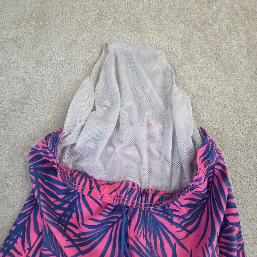 Vineyard Vines Mens Swim Trunks XL Pink Blue Tropical Mesh Lined 6 Inch Inseam